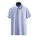 Men's Clothing Short Sleeved Polo Shirt Casual Business Solid Color Concealed Button Color Matching Lapel T Shirt_viptrois.com