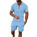 Men's Quick-Dry Polo Shirt And Shorts Athletic Set Moisture-Wicking Breathable Golf Tennis Workout Casual Summer Sportswear_viptrois.com