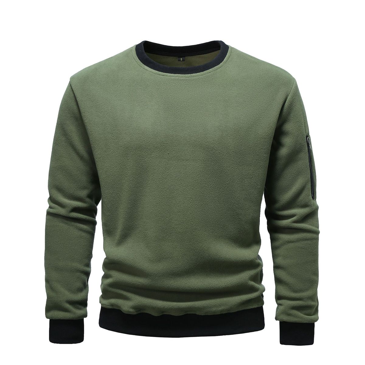 Men's Clothing Autumn And Winter New European And American Men's Polar Fleece Casual Solid Color Sweatshirt Youth Fashion Long Sleeved Sports Jacket_viptrois.com