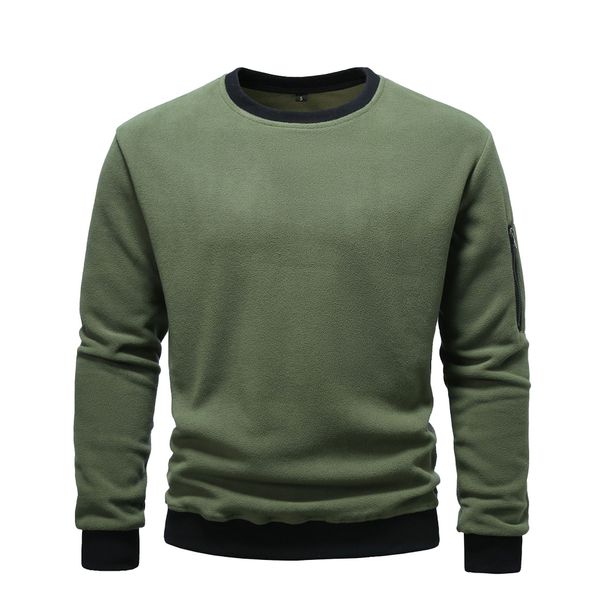 Men's Clothing Autumn And Winter New European And American Men's Polar Fleece Casual Solid Color Sweatshirt Youth Fashion Long Sleeved Sports Jacket_viptrois.com