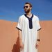 Men's Clothing New Middle East Morocco Dubai Saudi Arabia Clothing Striped Robe Mid Sleeve Embroidery_viptrois.com