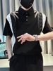 Men's Clothing Shirt Collar Polo Shirt Men's Niche Design Summer Short Sleeved Trendy Brand Handsome Lapel Splicing T Shirt Three Quarter Sleeves_viptrois.com