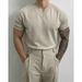 Men's Summer American Cool V Neck Knitted Short Sleeved Ice Silk Short Sleeved Thin T Shirt Retro Bottoming Business Breathable Spring And Summer_viptrois.com