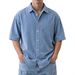 Men's Retro Corduroy Polo Shirt - Casual Loose Fit Turn Down Collar Short Sleeve Shirt For Spring & Autumn_viptrois.com