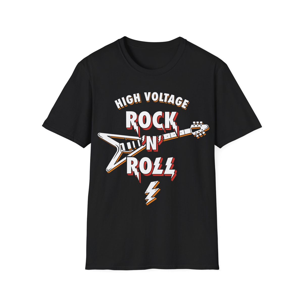 High Voltage Rock'N'Roll T-Shirt Mens Womens Tees Top, Guitar Shirt, Hard Rock Tee, Classic Rock Top_viptrois.com