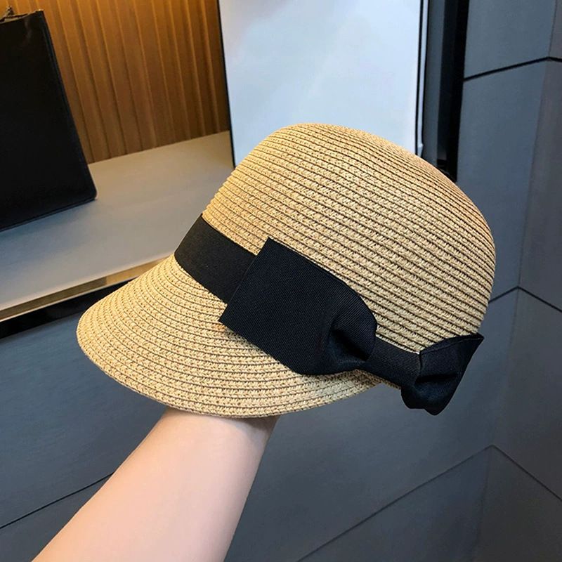 Korean Version Bow Children's Summer Fashion Sunscreen Straw Breathable Women's Equestrian New Sunshade Duckbill Hat_viptrois.com