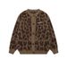 American Retro Leopard Print Jacquard Cardigan Sweater Men, New Loose Lazy Knitted Jacket For Autumn And Winter_viptrois.com