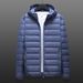 Men's Lightweight Down Jacket With Hood - 90% White Duck Down Fill, Waterproof & Windproof, Outdoor Short Coat For Hiking, Travel, And Daily Wear_viptrois.com