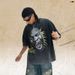 American High Portrait Print Short-sleeve T-shirt For Men, Summer Loose Fit, Washed And Distressed, Hip-hop_viptrois.com