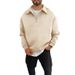 Men's Half-Zip Fleece Pullover Hoodie With Stand Collar, Lightweight Thermal Jacket For Fall & Winter, Casual Streetwear (Grey/Black/Khaki/Burgundy)_viptrois.com