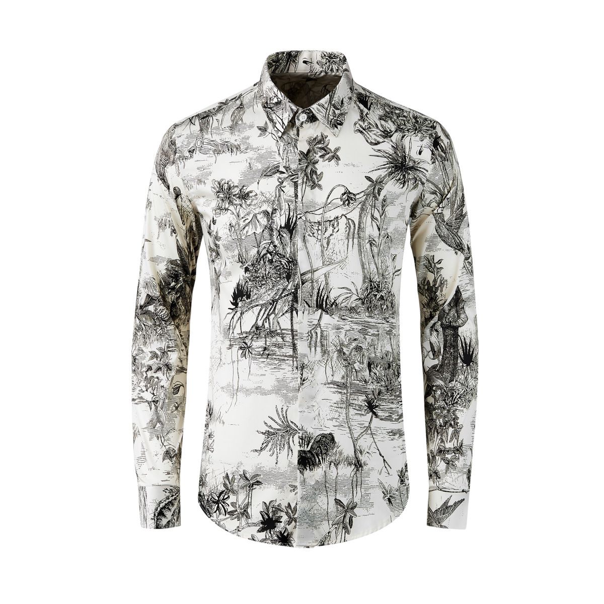 Men’s Slim Fit Floral Print Shirt – Hand-Painted Digital Dye Sublimation, 100% Cotton, Breathable & Stylish_viptrois.com