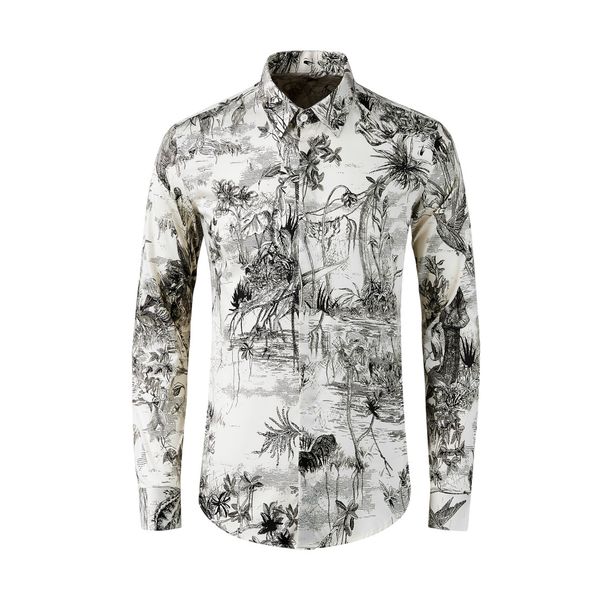 Men’s Slim Fit Floral Print Shirt – Hand-Painted Digital Dye Sublimation, 100% Cotton, Breathable & Stylish_viptrois.com