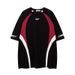 National tide retro racing suit contrast color letter number print short sleeve T shirt men and women summer street loose short sleeve shirt_viptrois.com