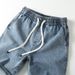 Men's Clothing 2024 New American Straight Jeans Men's Summer Thin Shorts Pure Cotton Casual Shorts Drawstring Loose Elastic Mid Length Pants_viptrois.com