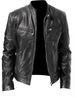 Men's Leather Jacket Bomber Motorcycle Biker Pu Leather Casual Loose Fit Faux Jacket For Men_viptrois.com
