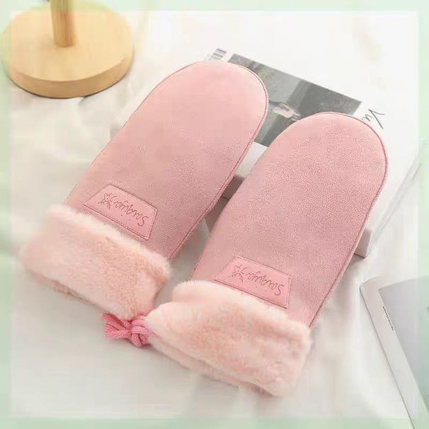 Women's Gloves Suede Gloves For Women Winter Warm Windproof Coldproof Plus Velvet Halter Neck Mitten Gloves_viptrois.com