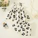 Kids’ Clothing Children's Clothing Bow Suspenders Tops And Shorts Sweet Print Two Piece Suit_viptrois.com