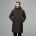 Men's Down Jacket Mid Length Thick White Duck Down Jacket Youth Hooded Down Windbreaker_viptrois.com
