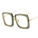 Trendy New Diamond Studded Plain Glasses Korean Style Large Frame Unisex Glasses Fashionable Sunglasses Cross Lens Supply_viptrois.com