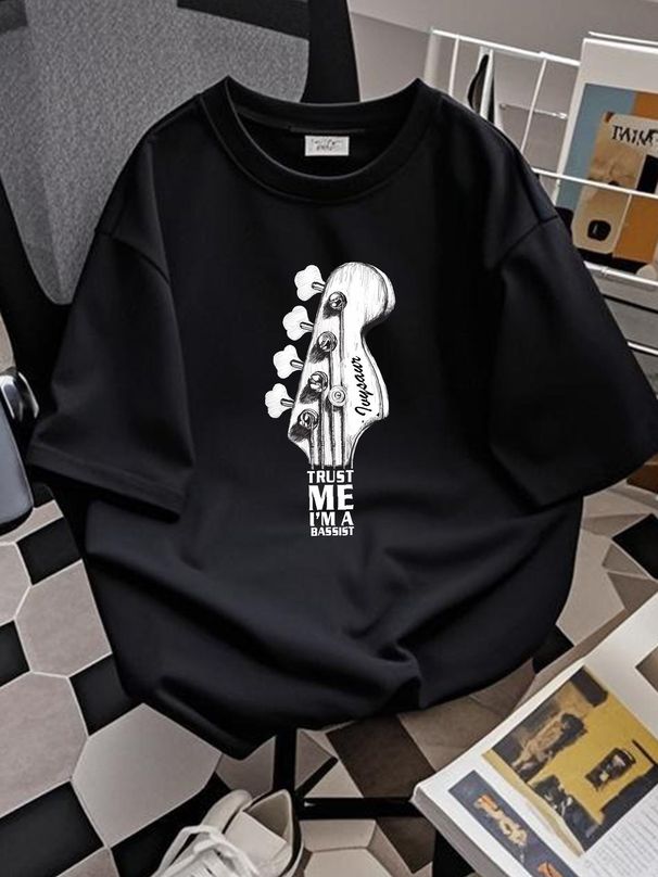 Electric Bass Guitar Player T-Shirt Soft Breathable Summer Slightly Unisex Comfortable Casual Stylish Versatile Stretched Top For Everyday Wear_viptrois.com