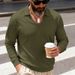 "Men's Classic Waffle Knit Shirt – Breathable & Soft Long-Sleeve Casual Top (S-XXXL, 8 Colors)"_viptrois.com