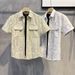 Men's Clothing Stylish Short Sleeve Printed Shirt Breathable & Comfortable Casual Wear For Summer, Lightweight Loose Fit, Available In White & Khaki_viptrois.com
