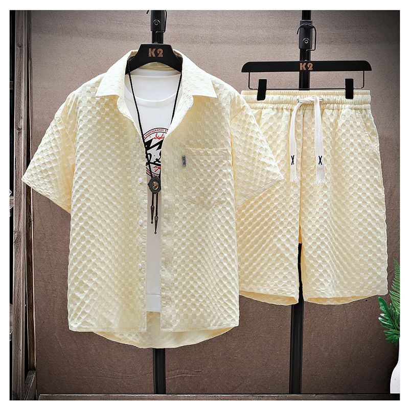 Men's New Short Sleeved Thin Handsome Sportswear Retro Trend Fashion Sports Suit_viptrois.com