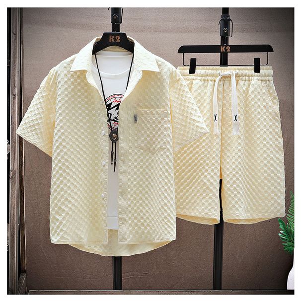 Men's New Short Sleeved Thin Handsome Sportswear Retro Trend Fashion Sports Suit_viptrois.com