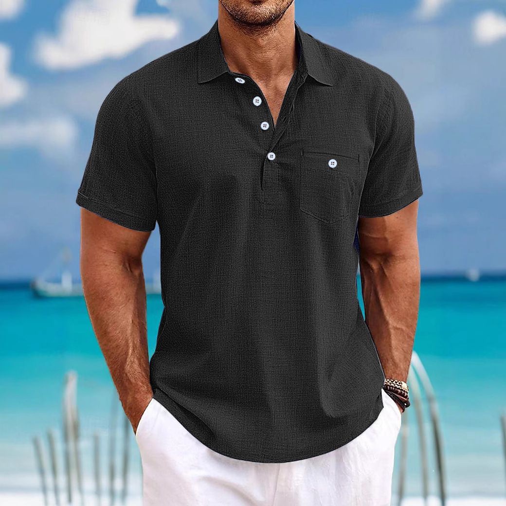 Men's Hawaiian Short Sleeve Beach Shirt Cross Border Lapel Men's Shirt_viptrois.com