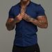 Men's Clothing Shirt Short Sleeve Lapel Elastic Thin Solid Color Sports Casual_viptrois.com