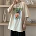 Round Neck Short Sleeved Summer Printed Street Student T-shirt Couple Loose Five Quarter Sleeve Trendy Men's Top_viptrois.com
