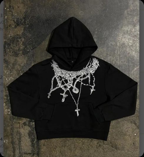 2025 American Style Zipper Sweatshirt Gothic Chain Print Hoodie Casual Jacket_viptrois.com