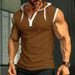 Men's Sleeveless Hooded Vest T-Shirt - Lightweight Summer Casual Top For Sports & Streetwear (6 Colors, S-XXXL)_viptrois.com