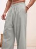 Men's Clothing European And American Men's Linen Straight Loose Pants Solid Color Casual Lace Wide Leg Beach Pants_viptrois.com