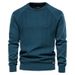Loom Autumn Winter European American Solid Color Sweater Casual Men's Quality Knitwear Round Neck Trendy Top High Elastic_viptrois.com