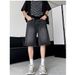 Men's Retro Trendy Distressed Denim Shorts Loose Straight Leg Five Point Jacquard Pants American Niche Trendy Brand_viptrois.com
