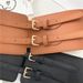 New Collection Versatile Black Embellishment Waist Closure For Women's Outerwear Elastic Wide Belt With Coat, Suit And_viptrois.com