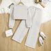 Mother&Kids Children's clothing Children's fashion long sleeve short top wide leg pants girls' suit_viptrois.com
