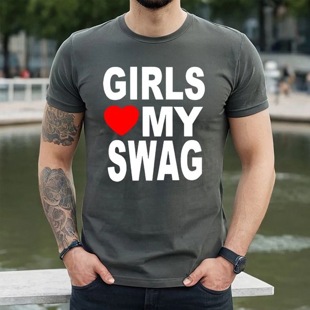 GIRLS LOVE MY SWAG | HEART HIP HOP | VALENTINE | FUNNY | MEN'S 100% Cotton T-shirt Mens Tees Top Tee Top_viptrois.com