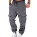 Men's Heavyweight Fleece-Lined Cargo Joggers – Winter Relaxed Fit Drawstring Pants With Multiple Pockets (100% Polyester)_viptrois.com