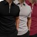 Men's Solid Color Polo Shirt Short Sleeve Turn Down Collar Casual Fit European And American Style 3 Piece Set_viptrois.com