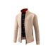 Men's Slim Fit Fleece-Lined Cardigan With Stand Collar - Warm Winter Sweater For Business Casual Style_viptrois.com