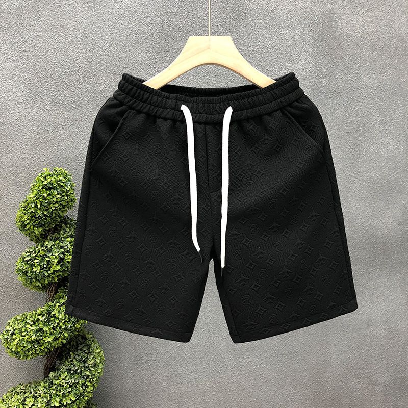 Men's Light Luxury White Jacquard Shorts Summer Fashion Split Design Oversized Modern Street Style Low Waist Drawstring Pants_viptrois.com