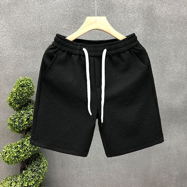 Light Luxury Style White Jacquard Shorts For Summer Fashion Brand Split 2026 New Men's Half Cut Pants_viptrois.com