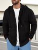Men's Clothing Solid Color Heavy Retro Spring Autumn Winter Men's Fleece Top Jacket Solid Color Zipper Sweatshirt_viptrois.com