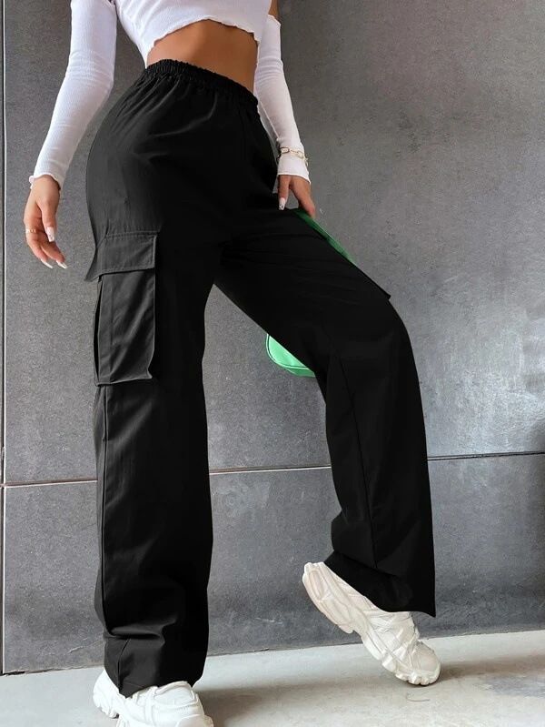 Urban Cargo Pants For Women – High-Waisted Wide-Leg Streetwear With Multi-Pockets (S-3XL, Black/Khaki/Army Green)_viptrois.com