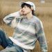 Nordmann Gradient Striped Crew Neck Sweater Winter New Couple Women's Satin Dye Heavyweight Trendy Brand Knitted Cardigan_viptrois.com
