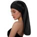 Elastic long tube sleeping cap with large wide brim satin hair care cap beauty makeup cap solid color headscarf_viptrois.com