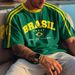 2024 Cross Border Hot Sale 3D Printed Unisex Fashion Retro Large Loose Brazil National Football Team T Shirt_viptrois.com