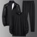 "Men's 3-Piece Casual Sportswear Set - Long Sleeve Tee, Sweatshirt & Joggers (Black, Blue, Gray) - Relaxed Fit For Streetwear & Lounge"_viptrois.com